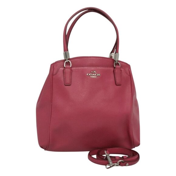 Coach Hand Bag Leather 2way Pink Silver Auth bs23867 - Picture 1 of 15